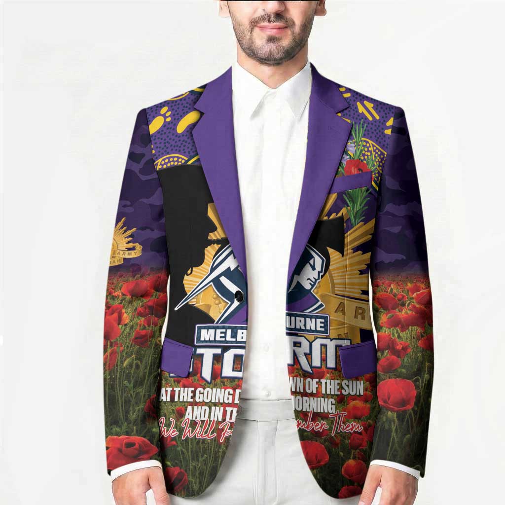 Personalised Melbourne Storm Rugby ANZAC Day Blazer Last Post Poppy We Will Remember Them