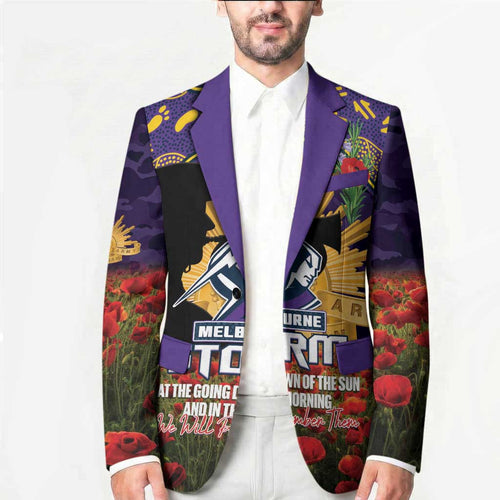 Personalised Melbourne Storm Rugby ANZAC Day Blazer Last Post Poppy We Will Remember Them