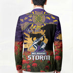 Personalised Melbourne Storm Rugby ANZAC Day Blazer Last Post Poppy We Will Remember Them