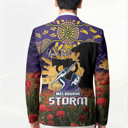 Personalised Melbourne Storm Rugby ANZAC Day Blazer Last Post Poppy We Will Remember Them