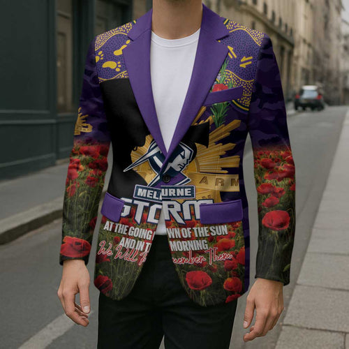 Personalised Melbourne Storm Rugby ANZAC Day Blazer Last Post Poppy We Will Remember Them