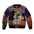 Personalised Melbourne Storm Rugby ANZAC Day Bomber Jacket Last Post Poppy We Will Remember Them