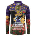 Personalised Melbourne Storm Rugby ANZAC Day Button Sweatshirt Last Post Poppy We Will Remember Them