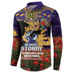 Personalised Melbourne Storm Rugby ANZAC Day Button Sweatshirt Last Post Poppy We Will Remember Them