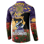 Personalised Melbourne Storm Rugby ANZAC Day Button Sweatshirt Last Post Poppy We Will Remember Them