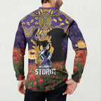 Personalised Melbourne Storm Rugby ANZAC Day Button Sweatshirt Last Post Poppy We Will Remember Them