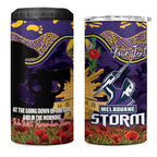 Personalised Melbourne Storm Rugby ANZAC Day 4 in 1 Can Cooler Tumbler Last Post Poppy We Will Remember Them