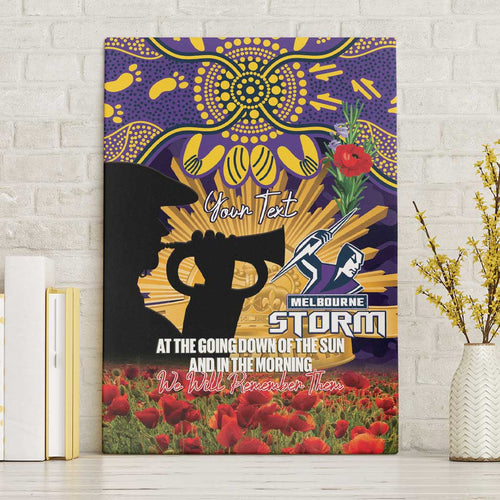 Personalised Melbourne Storm Rugby ANZAC Day Canvas Wall Art Last Post Poppy We Will Remember Them