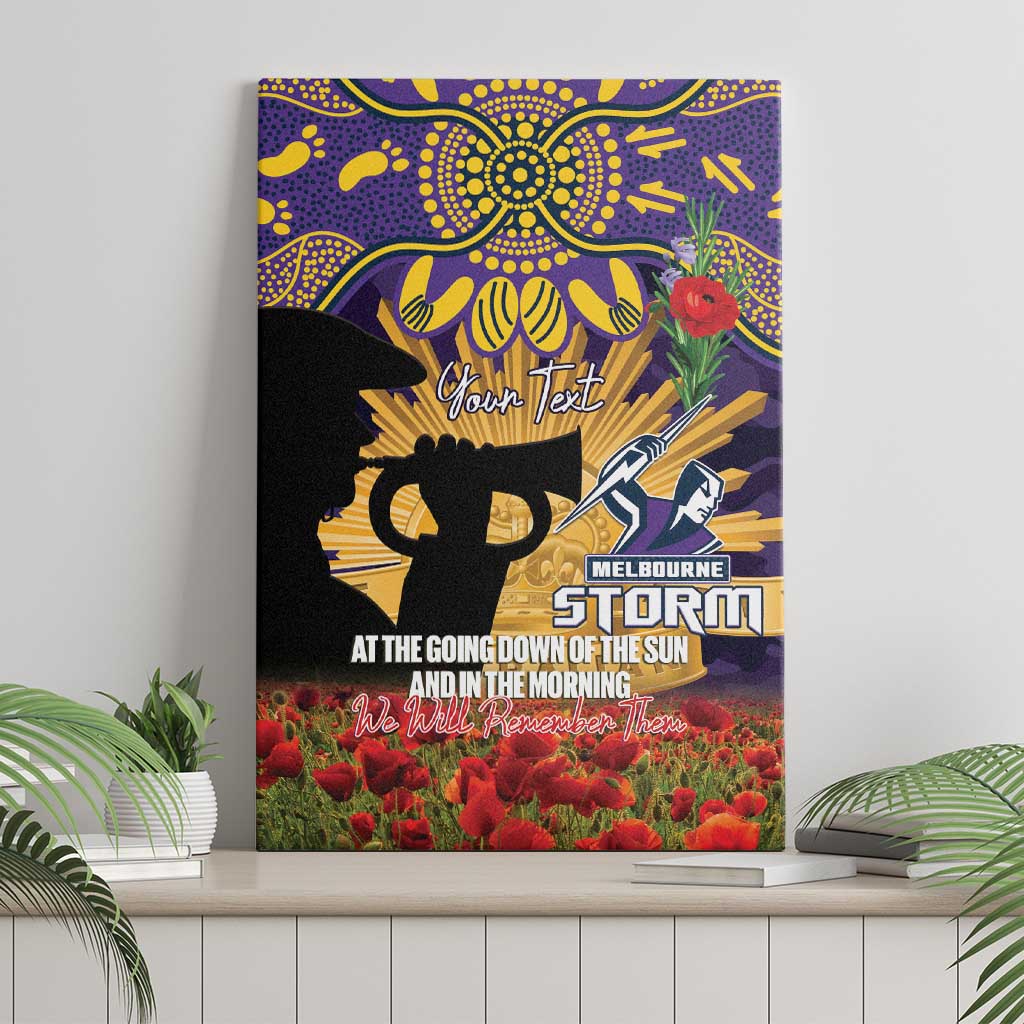 Personalised Melbourne Storm Rugby ANZAC Day Canvas Wall Art Last Post Poppy We Will Remember Them