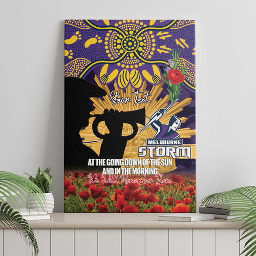 Personalised Melbourne Storm Rugby ANZAC Day Canvas Wall Art Last Post Poppy We Will Remember Them