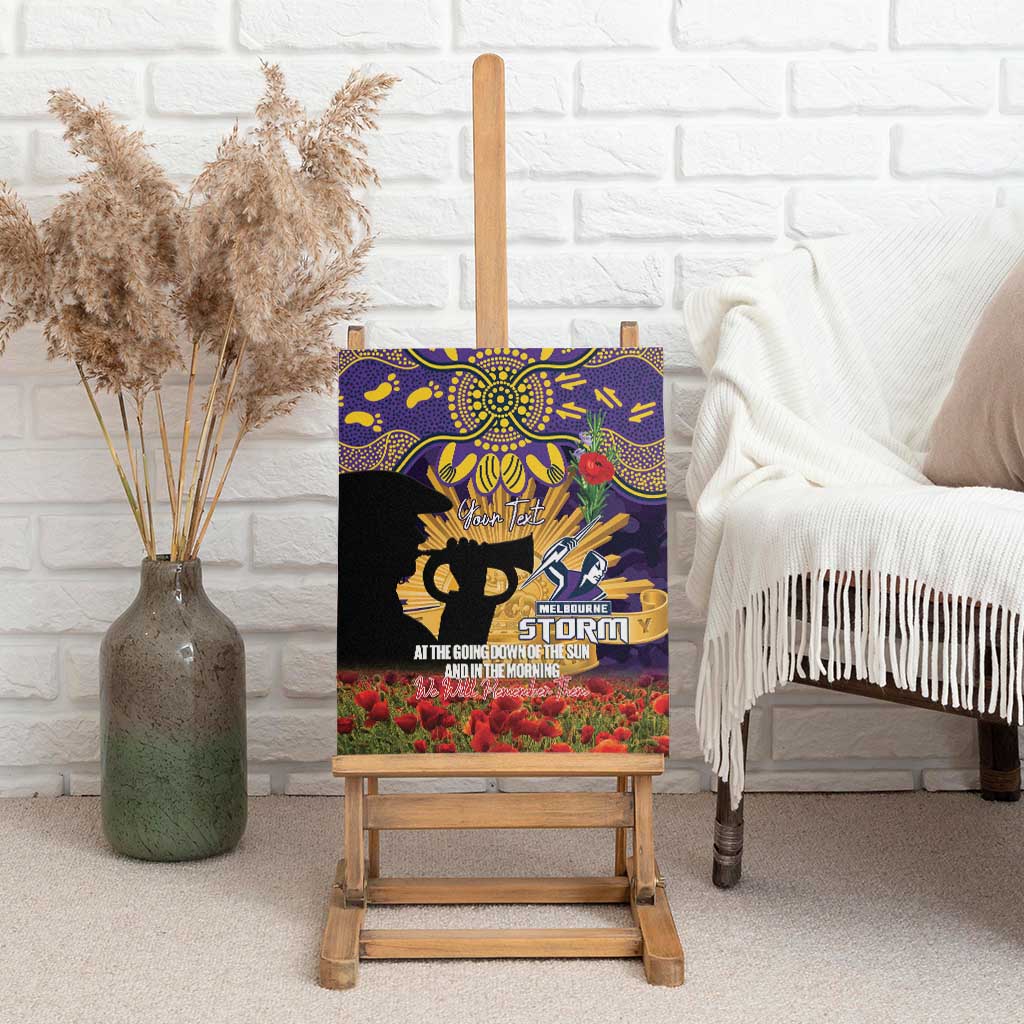 Personalised Melbourne Storm Rugby ANZAC Day Canvas Wall Art Last Post Poppy We Will Remember Them