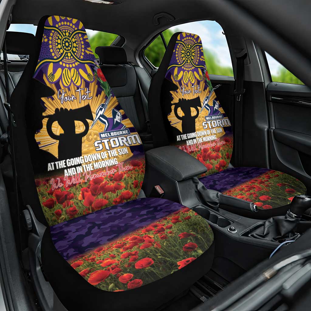 Personalised Melbourne Storm Rugby ANZAC Day Car Seat Cover Last Post Poppy We Will Remember Them