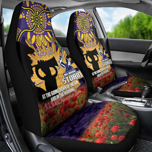 Personalised Melbourne Storm Rugby ANZAC Day Car Seat Cover Last Post Poppy We Will Remember Them