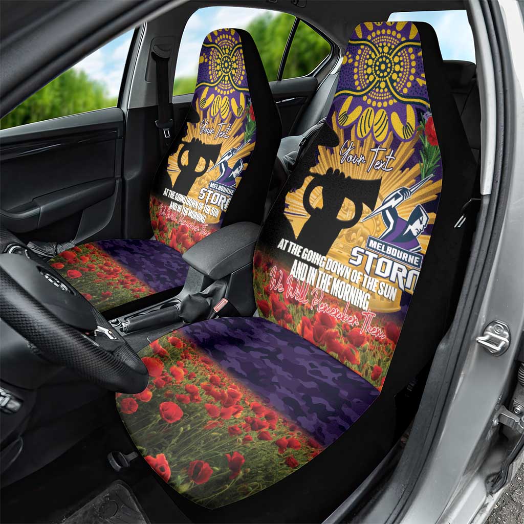 Personalised Melbourne Storm Rugby ANZAC Day Car Seat Cover Last Post Poppy We Will Remember Them