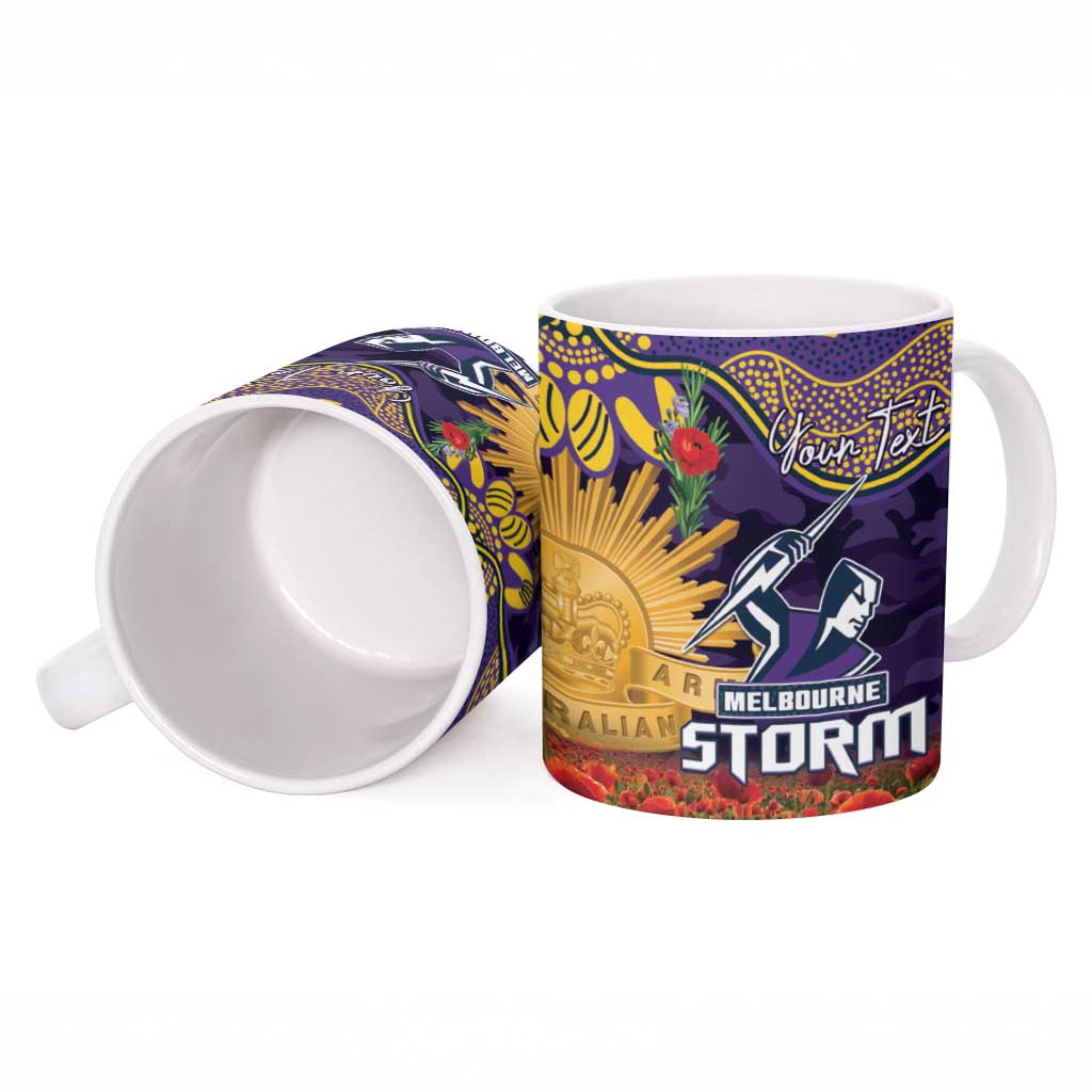 Personalised Melbourne Storm Rugby ANZAC Day Ceramic Mug Last Post Poppy We Will Remember Them