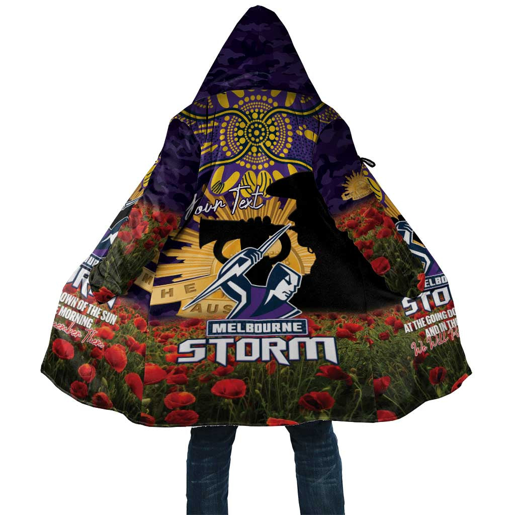 Personalised Melbourne Storm Rugby ANZAC Day Cloak Last Post Poppy We Will Remember Them