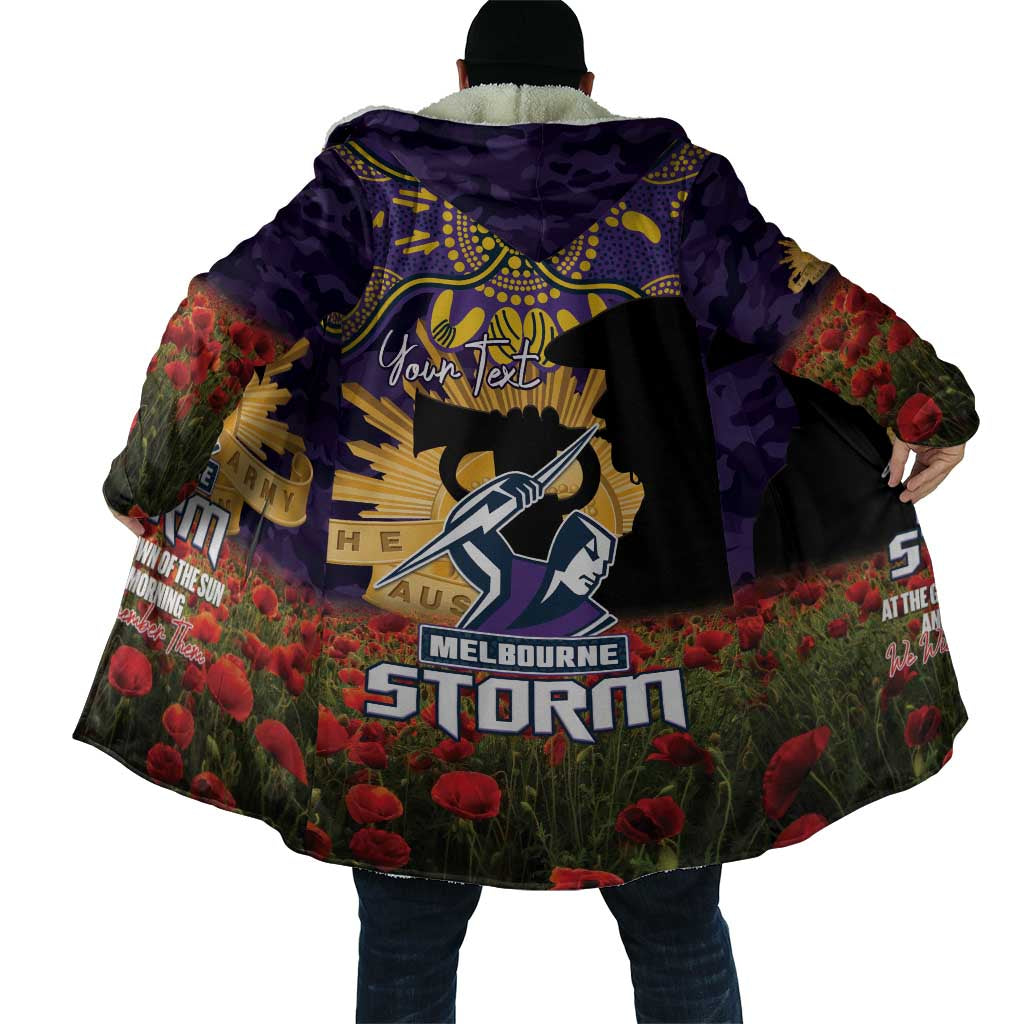 Personalised Melbourne Storm Rugby ANZAC Day Cloak Last Post Poppy We Will Remember Them