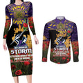 Personalised Melbourne Storm Rugby ANZAC Day Couples Matching Long Sleeve Bodycon Dress and Long Sleeve Button Shirt Last Post Poppy We Will Remember Them