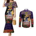 Personalised Melbourne Storm Rugby ANZAC Day Couples Matching Mermaid Dress and Long Sleeve Button Shirt Last Post Poppy We Will Remember Them