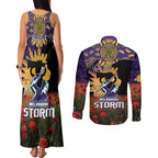 Personalised Melbourne Storm Rugby ANZAC Day Couples Matching Tank Maxi Dress and Long Sleeve Button Shirt Last Post Poppy We Will Remember Them