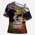 Personalised Melbourne Storm Rugby ANZAC Day Cross Shoulder Shirt Last Post Poppy We Will Remember Them