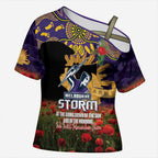 Personalised Melbourne Storm Rugby ANZAC Day Cross Shoulder Shirt Last Post Poppy We Will Remember Them