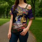 Personalised Melbourne Storm Rugby ANZAC Day Cross Shoulder Shirt Last Post Poppy We Will Remember Them
