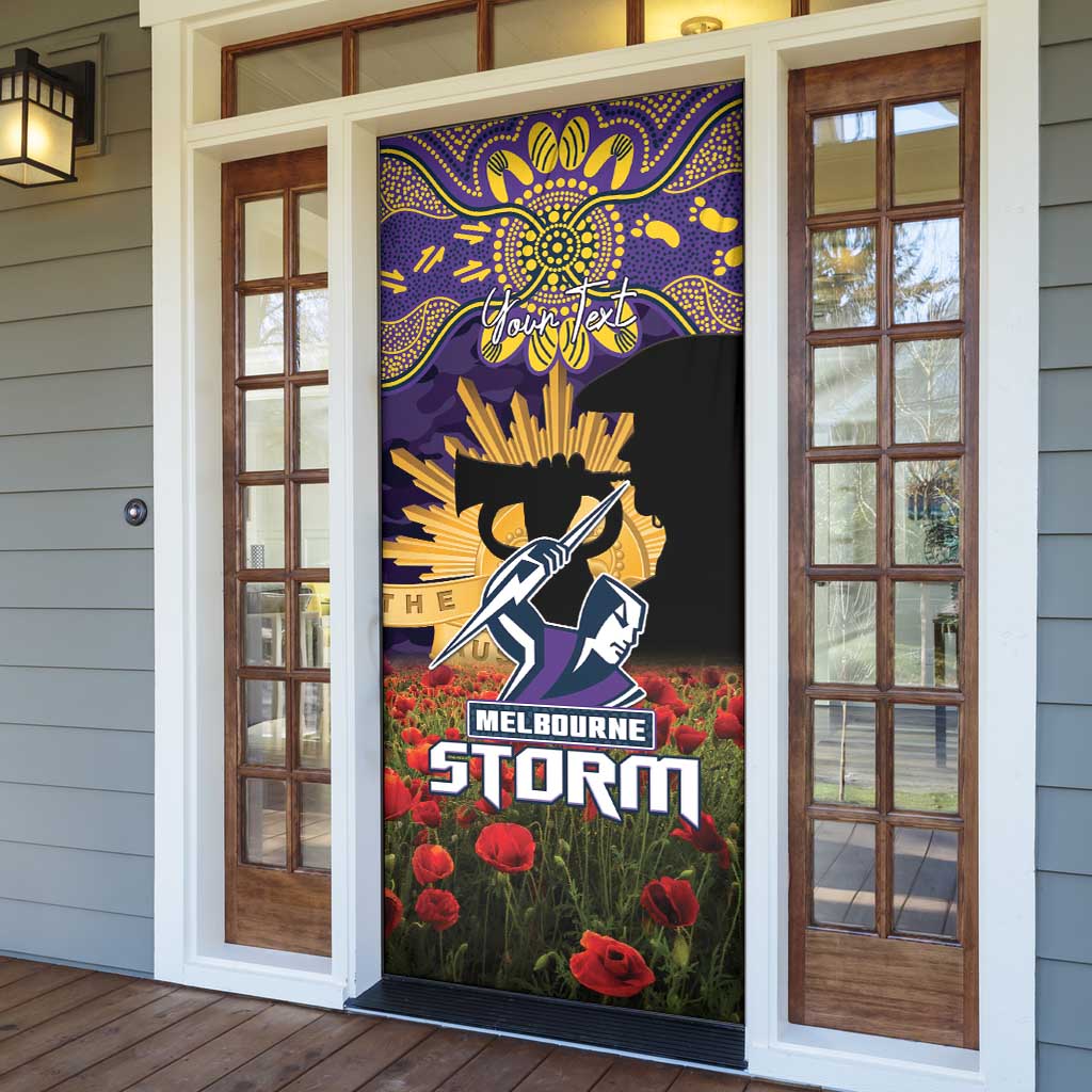 Personalised Melbourne Storm Rugby ANZAC Day Door Cover Last Post Poppy We Will Remember Them