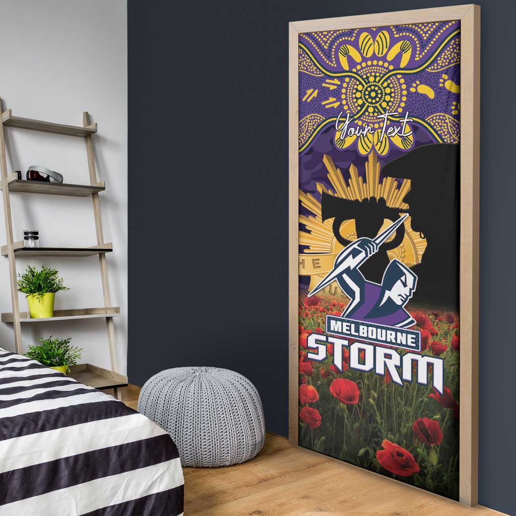 Personalised Melbourne Storm Rugby ANZAC Day Door Cover Last Post Poppy We Will Remember Them