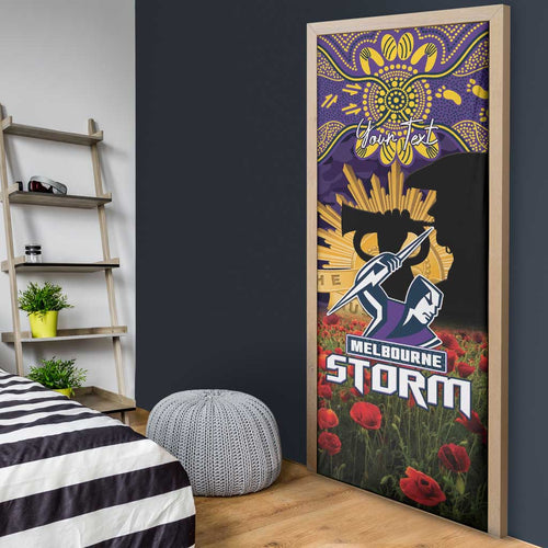 Personalised Melbourne Storm Rugby ANZAC Day Door Cover Last Post Poppy We Will Remember Them