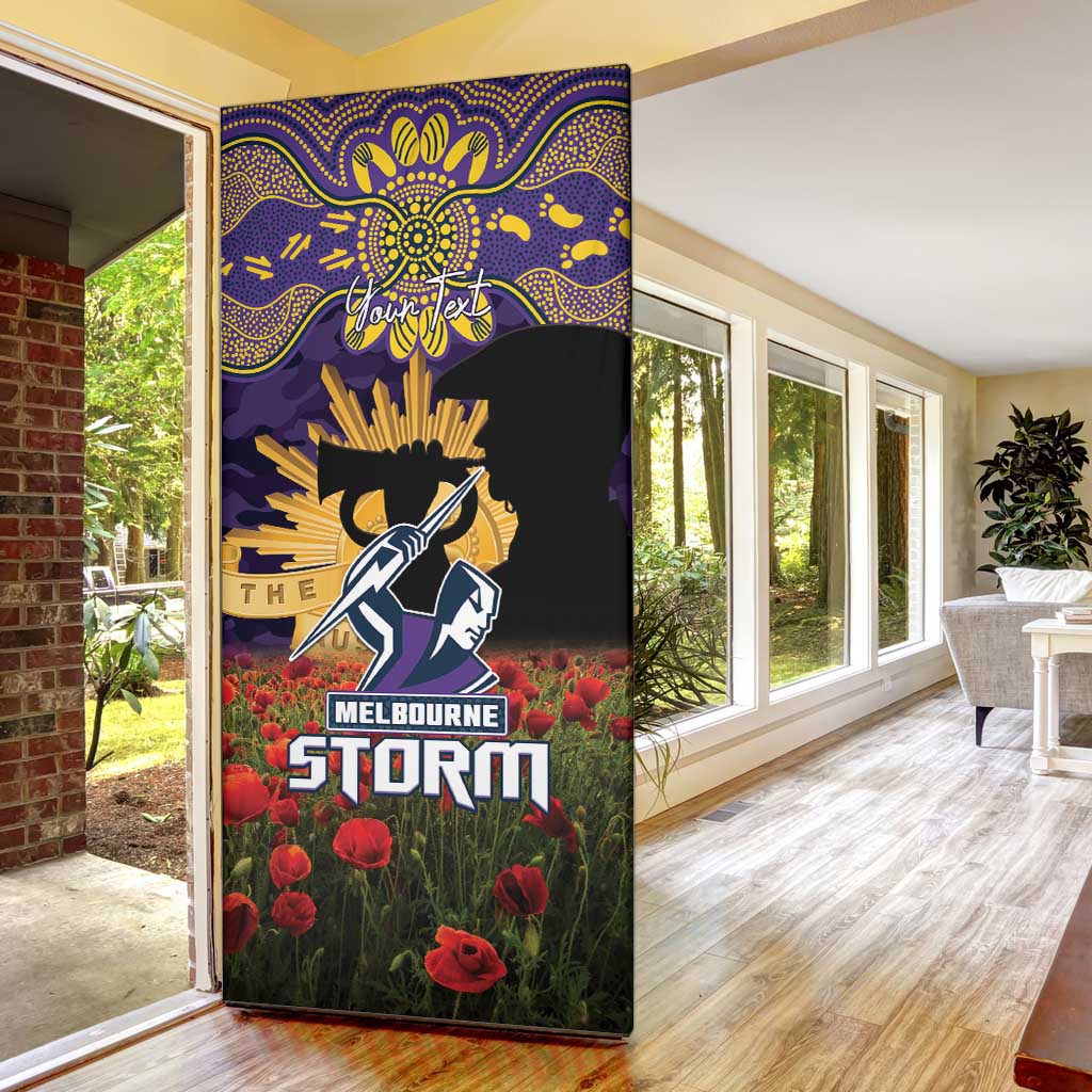 Personalised Melbourne Storm Rugby ANZAC Day Door Cover Last Post Poppy We Will Remember Them