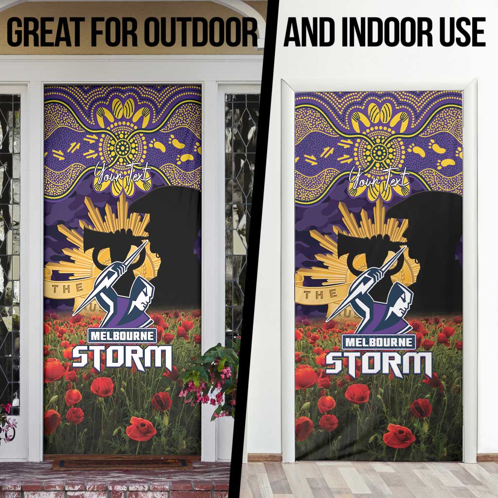 Personalised Melbourne Storm Rugby ANZAC Day Door Cover Last Post Poppy We Will Remember Them