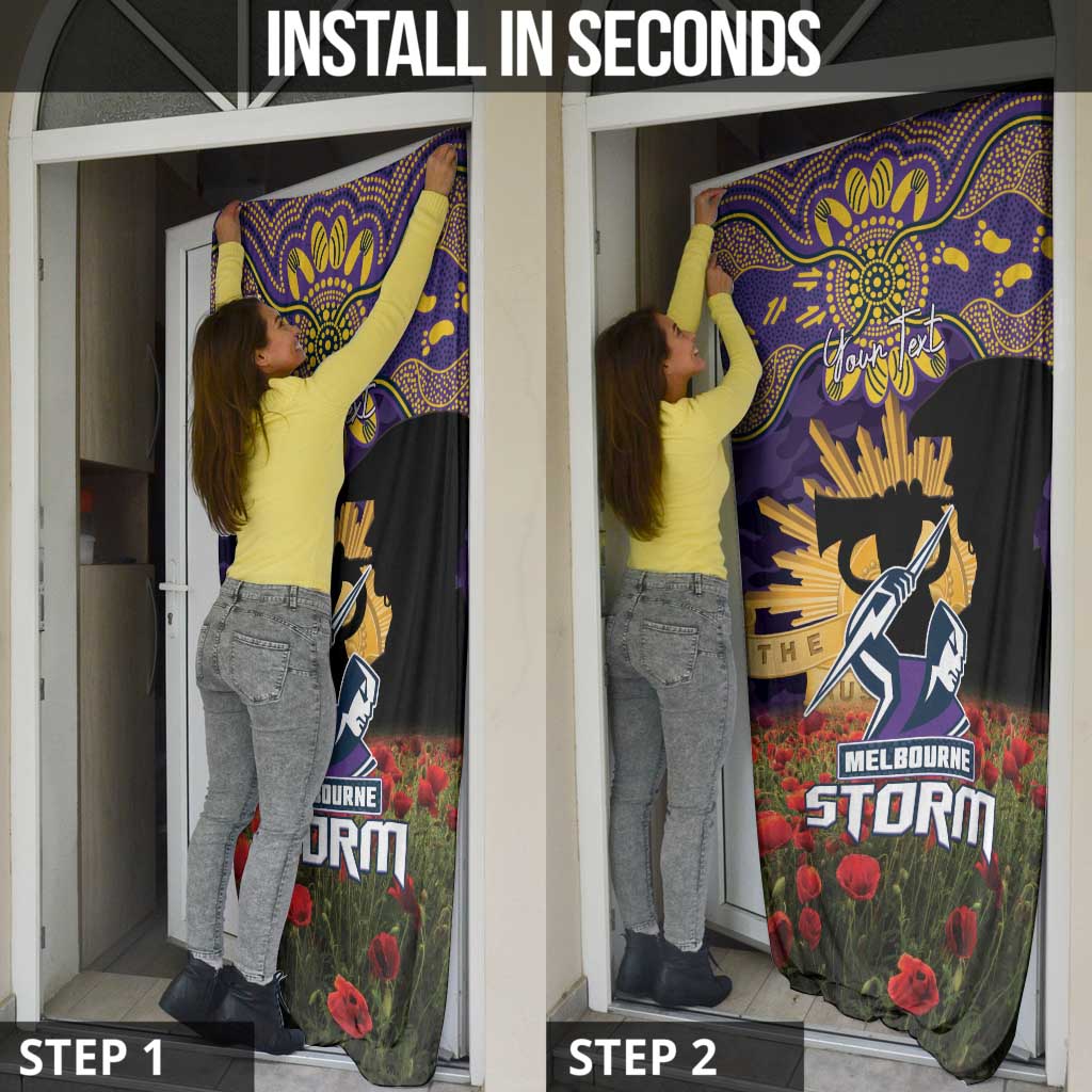 Personalised Melbourne Storm Rugby ANZAC Day Door Cover Last Post Poppy We Will Remember Them