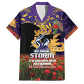 Personalised Melbourne Storm Rugby ANZAC Day Family Matching Long Sleeve Bodycon Dress and Hawaiian Shirt Last Post Poppy We Will Remember Them
