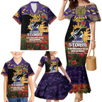 Personalised Melbourne Storm Rugby ANZAC Day Family Matching Mermaid Dress and Hawaiian Shirt Last Post Poppy We Will Remember Them