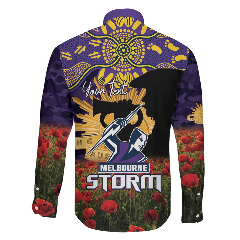 Personalised Melbourne Storm Rugby ANZAC Day Family Matching Off The Shoulder Long Sleeve Dress and Hawaiian Shirt Last Post Poppy We Will Remember Them