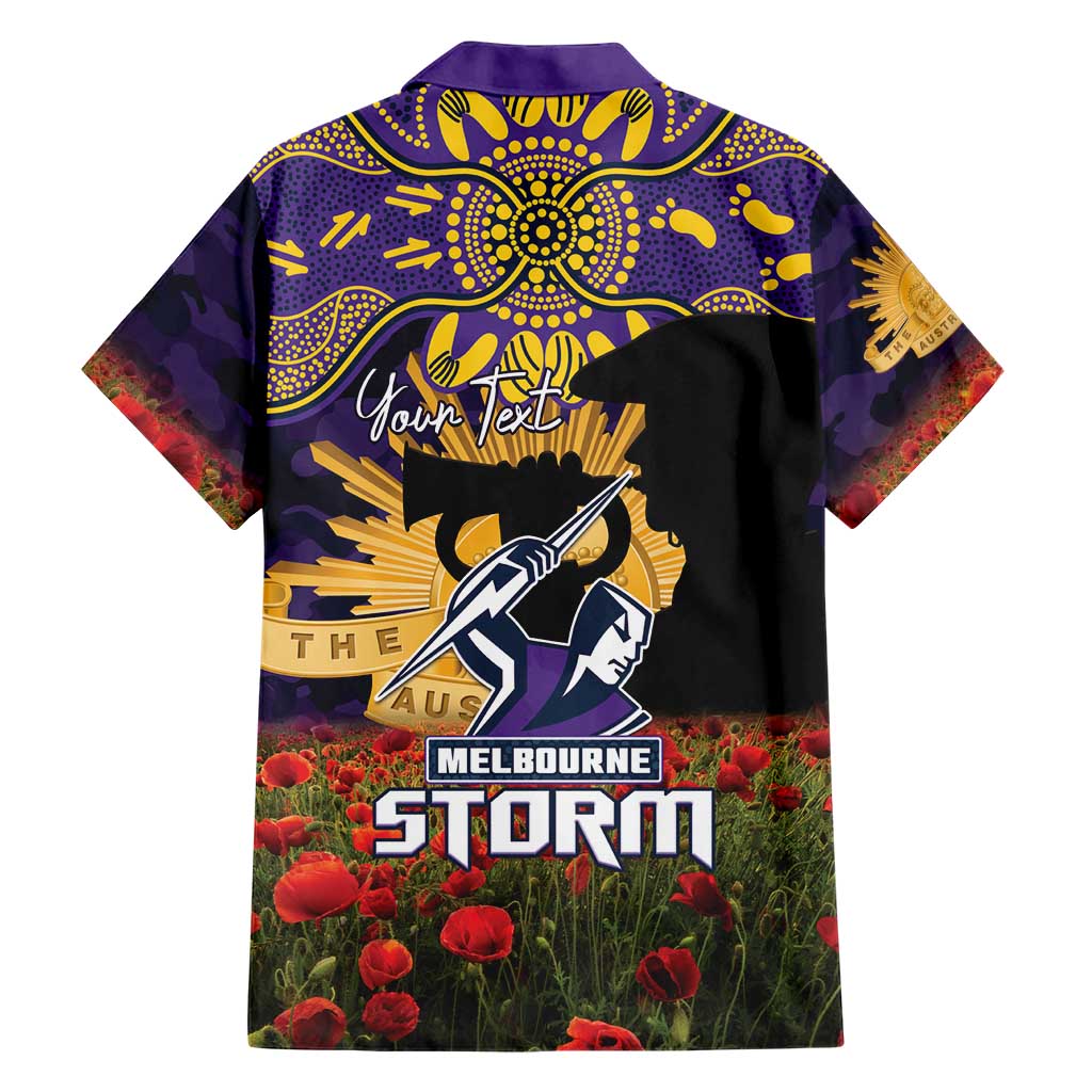 Personalised Melbourne Storm Rugby ANZAC Day Family Matching Off Shoulder Maxi Dress and Hawaiian Shirt Last Post Poppy We Will Remember Them