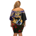 Personalised Melbourne Storm Rugby ANZAC Day Family Matching Off Shoulder Short Dress and Hawaiian Shirt Last Post Poppy We Will Remember Them