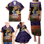 Personalised Melbourne Storm Rugby ANZAC Day Family Matching Puletasi and Hawaiian Shirt Last Post Poppy We Will Remember Them