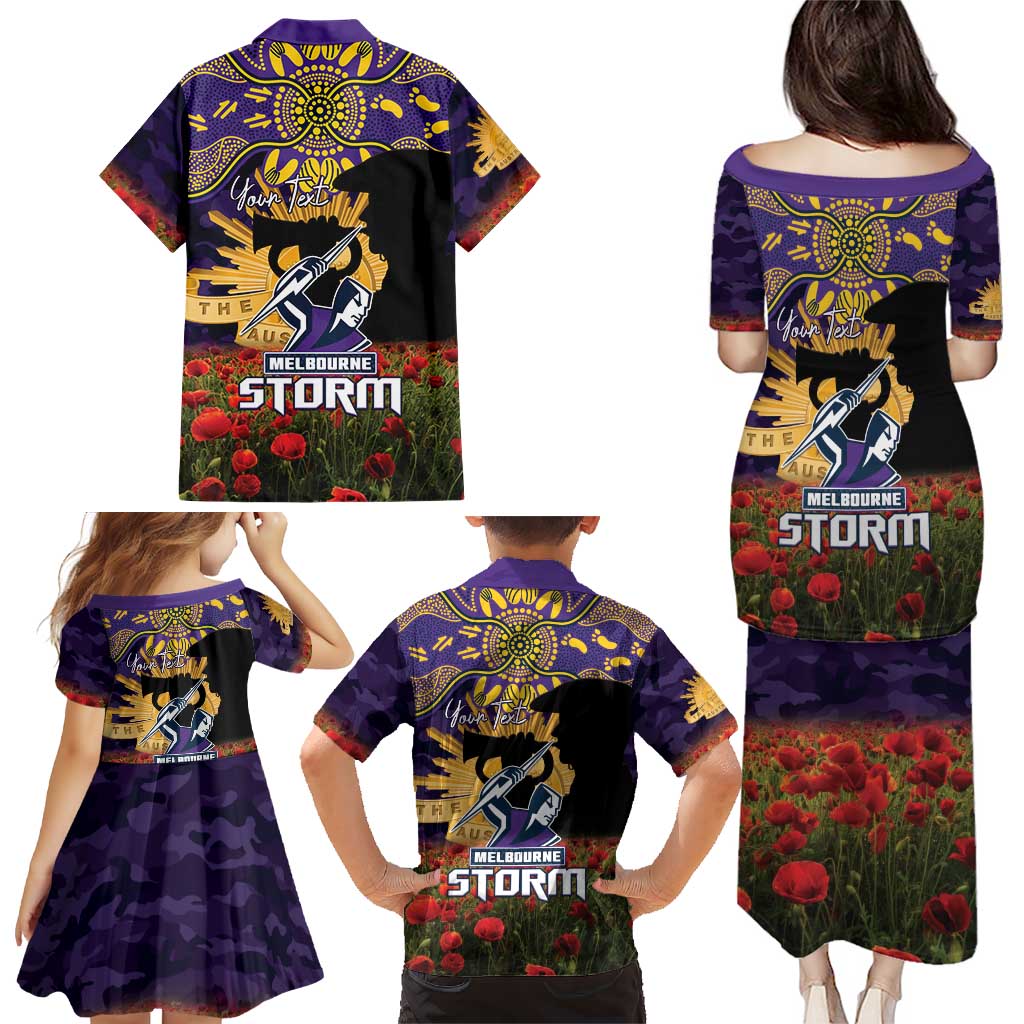 Personalised Melbourne Storm Rugby ANZAC Day Family Matching Puletasi and Hawaiian Shirt Last Post Poppy We Will Remember Them