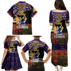 Personalised Melbourne Storm Rugby ANZAC Day Family Matching Puletasi and Hawaiian Shirt Last Post Poppy We Will Remember Them