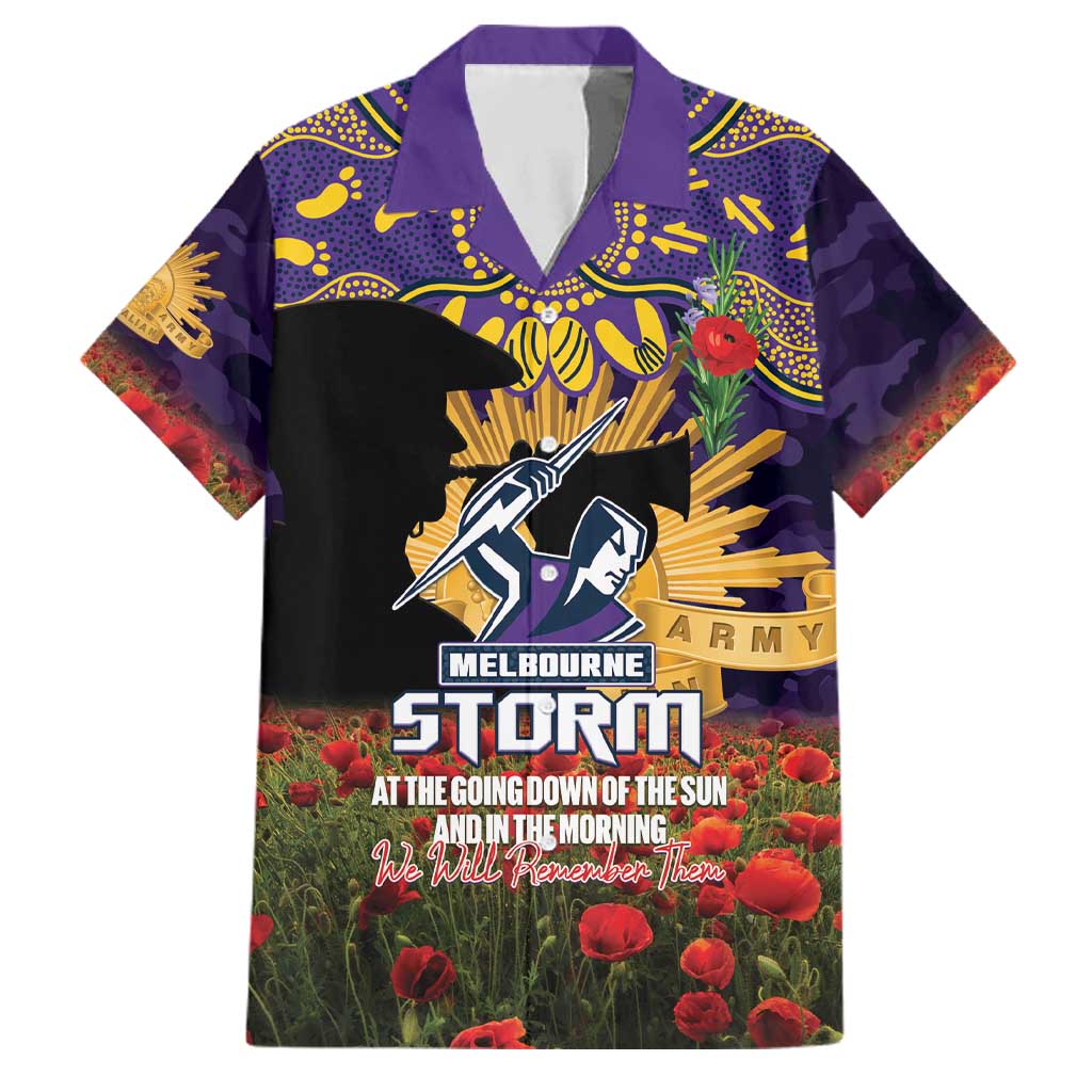 Personalised Melbourne Storm Rugby ANZAC Day Family Matching Puletasi and Hawaiian Shirt Last Post Poppy We Will Remember Them
