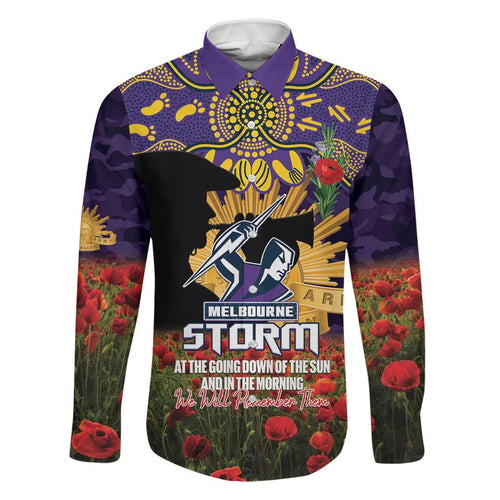 Personalised Melbourne Storm Rugby ANZAC Day Family Matching Puletasi and Hawaiian Shirt Last Post Poppy We Will Remember Them