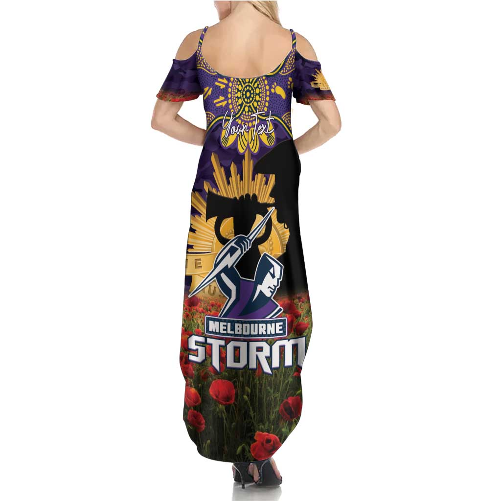 Personalised Melbourne Storm Rugby ANZAC Day Family Matching Summer Maxi Dress and Hawaiian Shirt Last Post Poppy We Will Remember Them