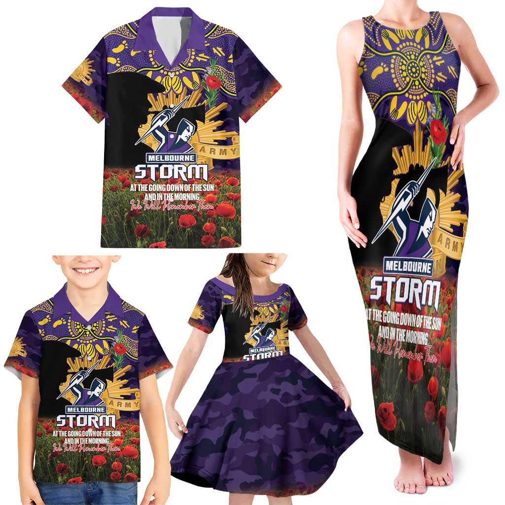 Personalised Melbourne Storm Rugby ANZAC Day Family Matching Tank Maxi Dress and Hawaiian Shirt Last Post Poppy We Will Remember Them