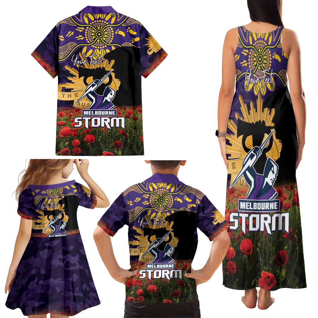 Personalised Melbourne Storm Rugby ANZAC Day Family Matching Tank Maxi Dress and Hawaiian Shirt Last Post Poppy We Will Remember Them
