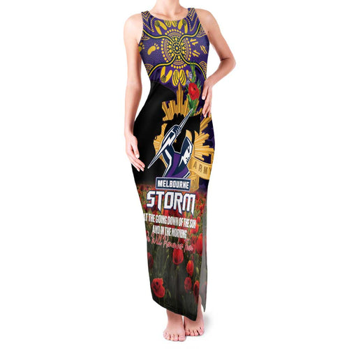 Personalised Melbourne Storm Rugby ANZAC Day Family Matching Tank Maxi Dress and Hawaiian Shirt Last Post Poppy We Will Remember Them
