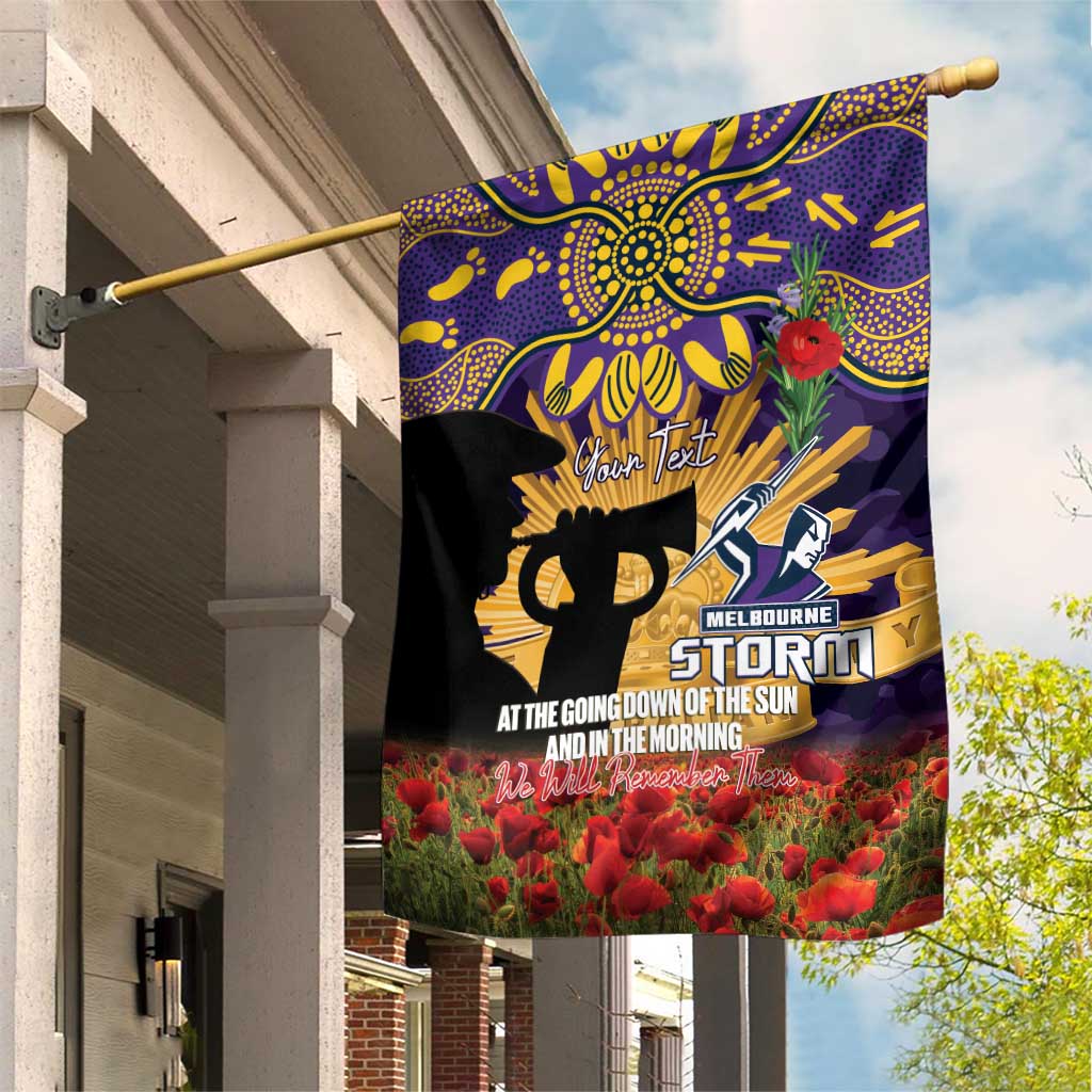 Personalised Melbourne Storm Rugby ANZAC Day Garden Flag Last Post Poppy We Will Remember Them