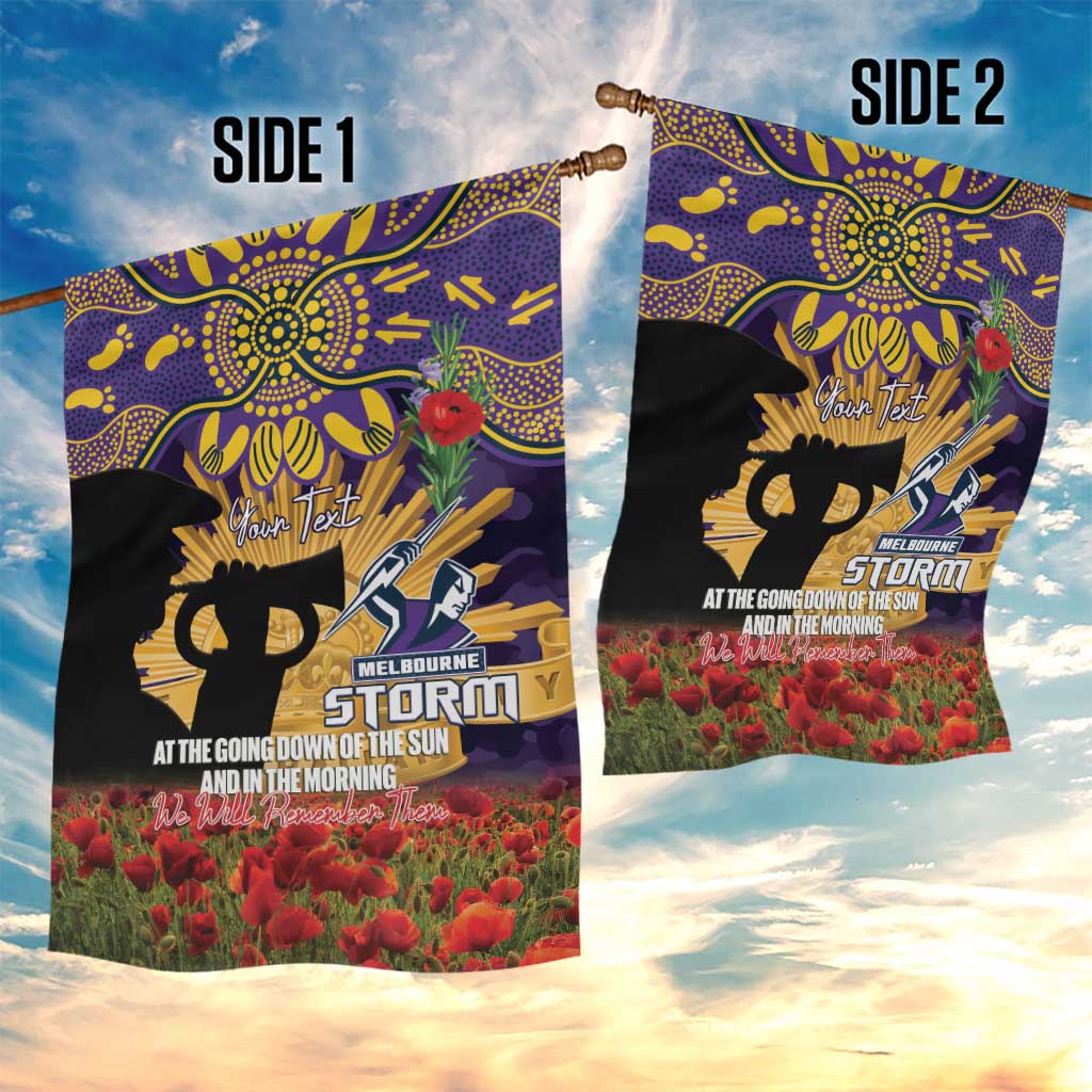 Personalised Melbourne Storm Rugby ANZAC Day Garden Flag Last Post Poppy We Will Remember Them