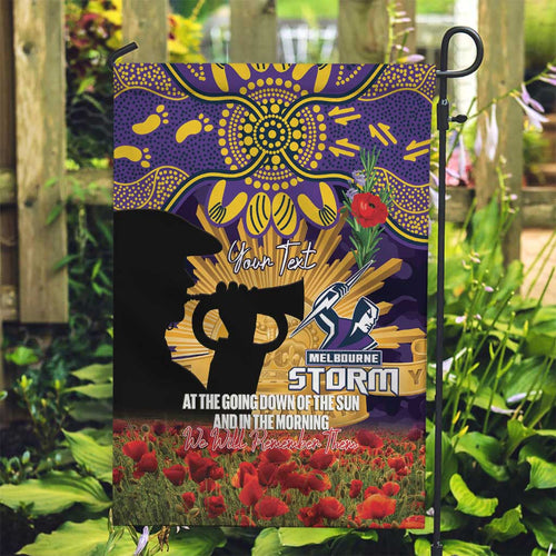 Personalised Melbourne Storm Rugby ANZAC Day Garden Flag Last Post Poppy We Will Remember Them